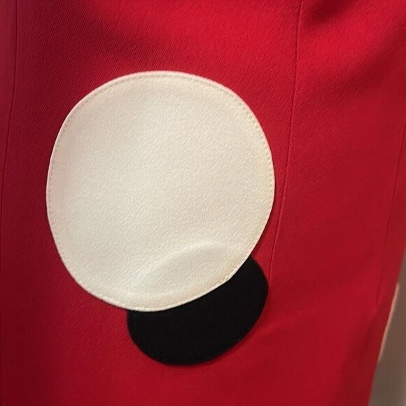 Moschino RED BLACK WHITE CIRCLE POLKA DOT DRESS FRAN NANNY USA 10 IT44 - Picture 10 of 14